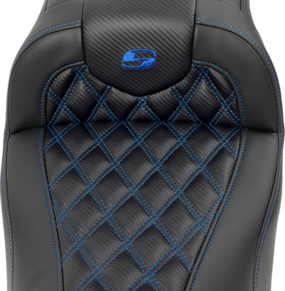 Saddlemen Roadsofa Carbon Fiber Blue Lattice Gel Seat 2023-2025 Harley Touring
