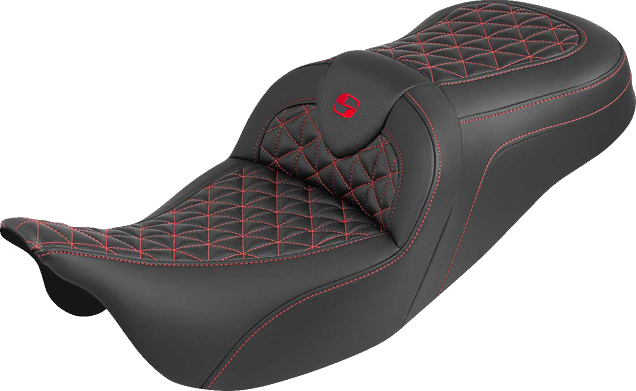 Saddlemen Roadsofa Red Tri Gripper Gel Seat for 2008-2025 Harley Touring FLTR