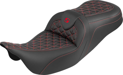 Saddlemen Roadsofa Red Tri Gripper Gel Seat for 2008-2025 Harley Touring FLTR