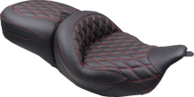 Mustang Super Tour Red Double Diamond Extended Seat for 2008-2025 Harley Touring
