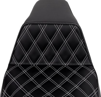 Saddlemen Step-Up White Lattice Stitch Gel Seat for 2008-2024 Harley Touring