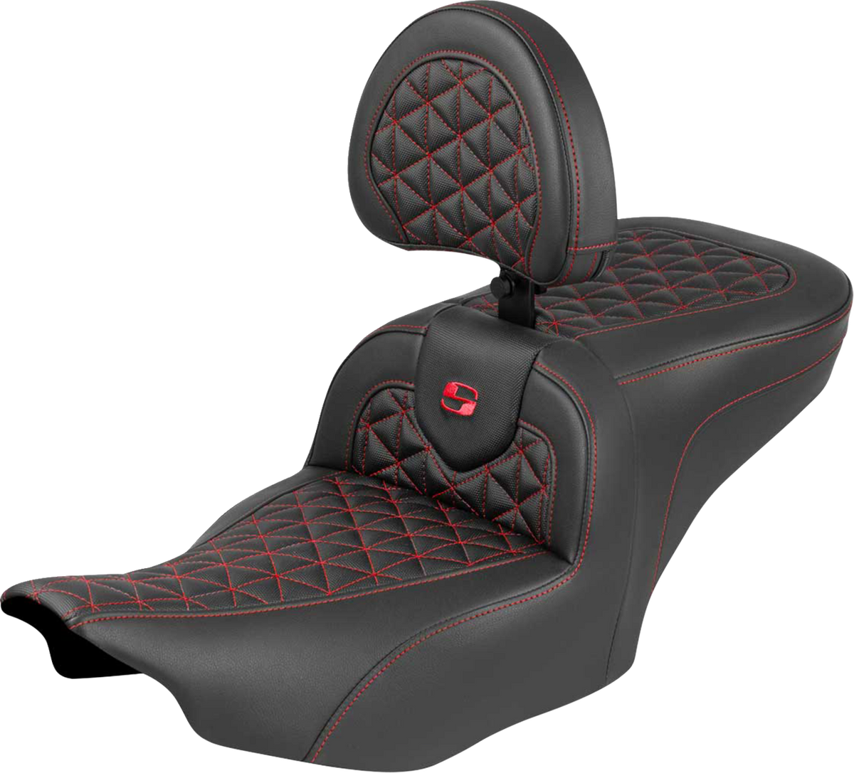Saddlemen Roadsofa Red Tri Gripper Seat & Backrest for 2023-2026 Harley Touring