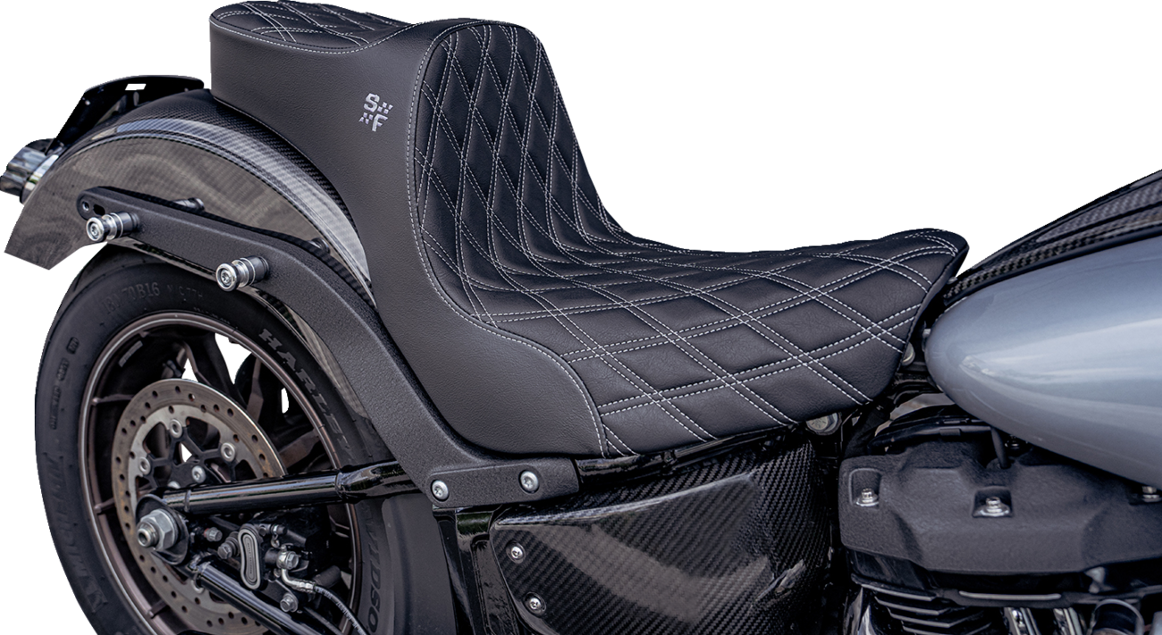 Slyfox Chariot Silver Diamond Seat fits 2018-2026 Harley Softail Low Rider FXLR