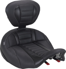 Mustang Deluxe Tour Gray Stitch Solo Seat & Backrest for 2023-26 Harley Touring