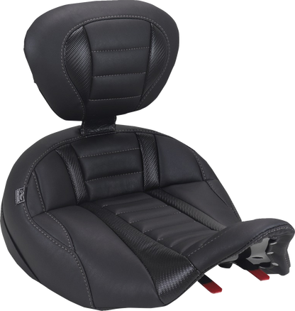 Mustang Deluxe Tour Gray Stitch Solo Seat & Backrest for 2023-26 Harley Touring