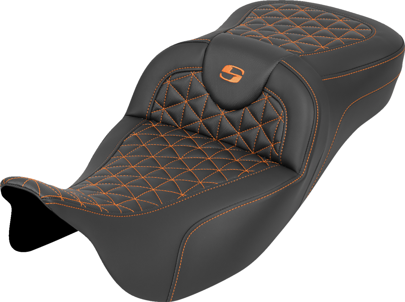 Saddlemen Roadsofa Orange Tri Gripper Extended Seat for 2008-2025 Harley Touring