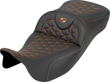 Saddlemen Roadsofa Orange Tri Gripper Extended Seat for 2008-2025 Harley Touring