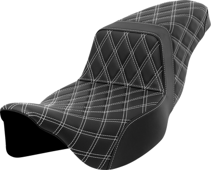 Saddlemen Step Up White Lattice Extended Gel Seat fits 2008-2025 Harley Touring