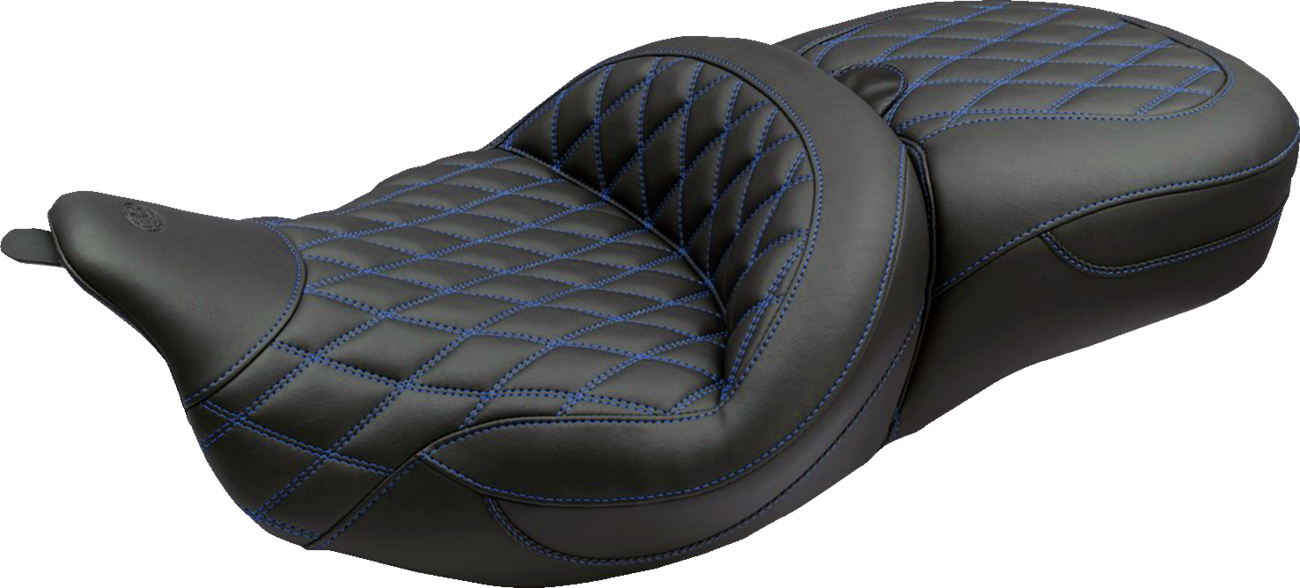 Mustang Super Tour Blue Diamond Extended Seat fits 2008-2025 Harley Touring
