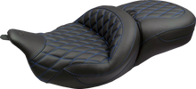 Mustang Super Tour Blue Diamond Extended Seat fits 2008-2025 Harley Touring