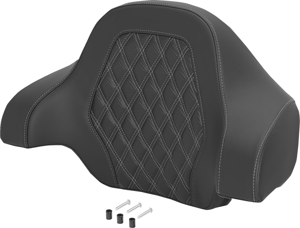 Saddlemen Silver Carbon Lattice Deluxe Sissy Bar Tour Pack Backrest for Harley