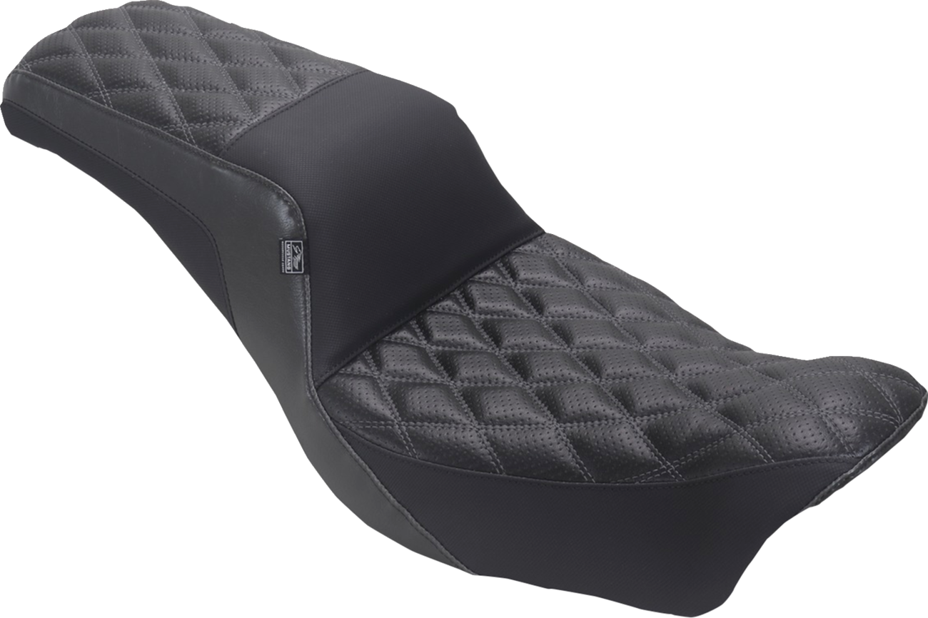 Mustang Squareback Gray Diamond Stitch Seat fits 2006-2017 Harley Dyna FXD