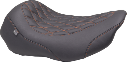 Mustang Wide Tripper Orange Diamond Solo Seat 2023-2025 Harley Road Street Glide