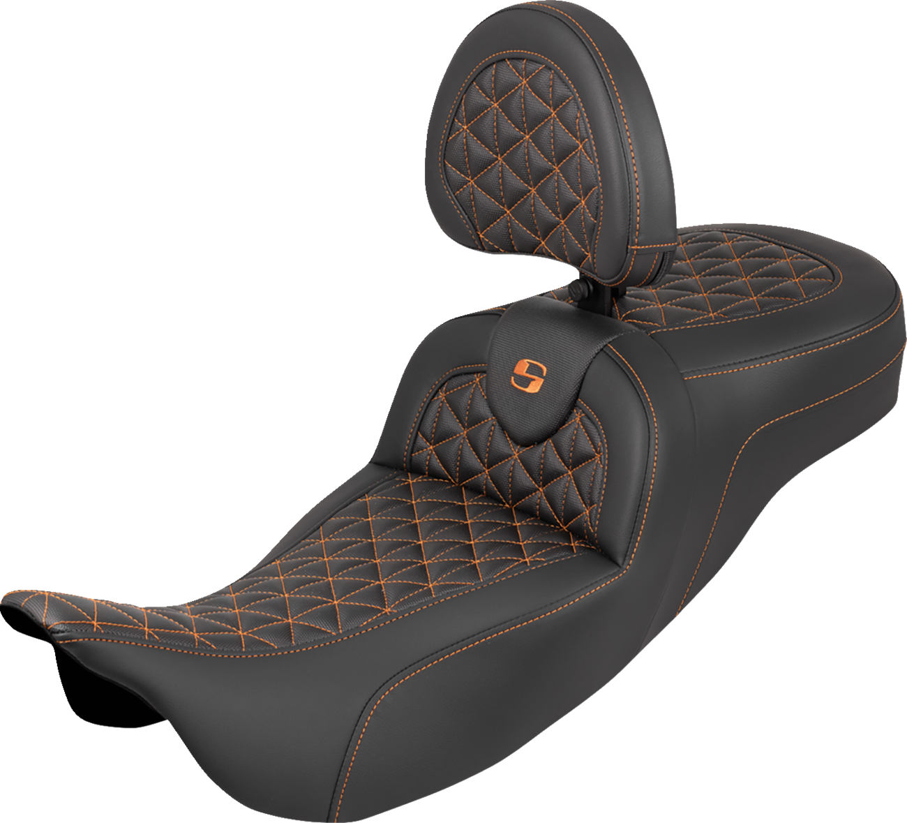 Saddlemen Roadsofa Orange Grip Extended Seat Backrest 2008-2025 Harley Touring