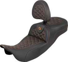 Saddlemen Roadsofa Orange Grip Extended Seat Backrest 2008-2025 Harley Touring