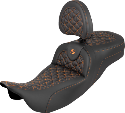 Saddlemen Roadsofa Orange Grip Extended Seat Backrest 2008-2025 Harley Touring