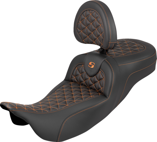Saddlemen Roadsofa Orange Grip Extended Seat Backrest 2008-2025 Harley Touring