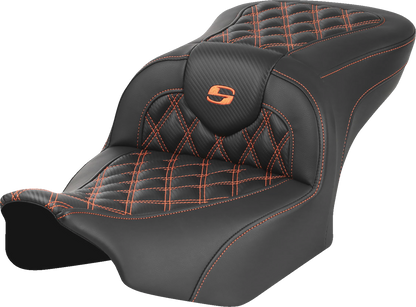 Saddlemen Roadsofa Carbon Fiber Orange Lattice Gel Seat 2023-2025 Harley Touring