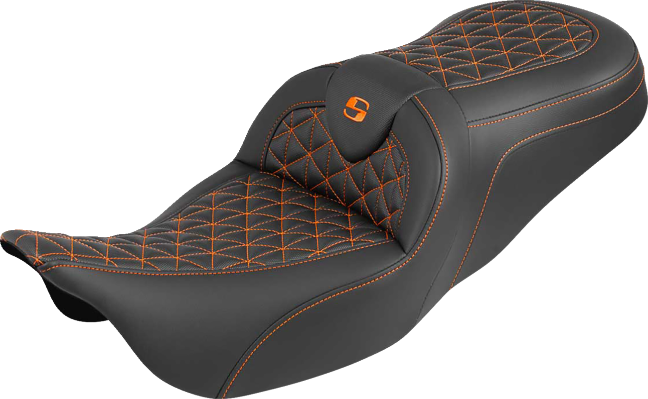 Saddlemen Roadsofa Orange Tri Gripper Gel Seat for 2008-2025 Harley Touring FLHX