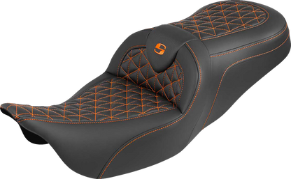 Saddlemen Roadsofa Orange Tri Gripper Gel Seat for 2008-2025 Harley Touring FLHX