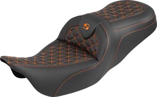 Saddlemen Roadsofa Orange Tri Gripper Gel Seat for 2008-2025 Harley Touring FLHX