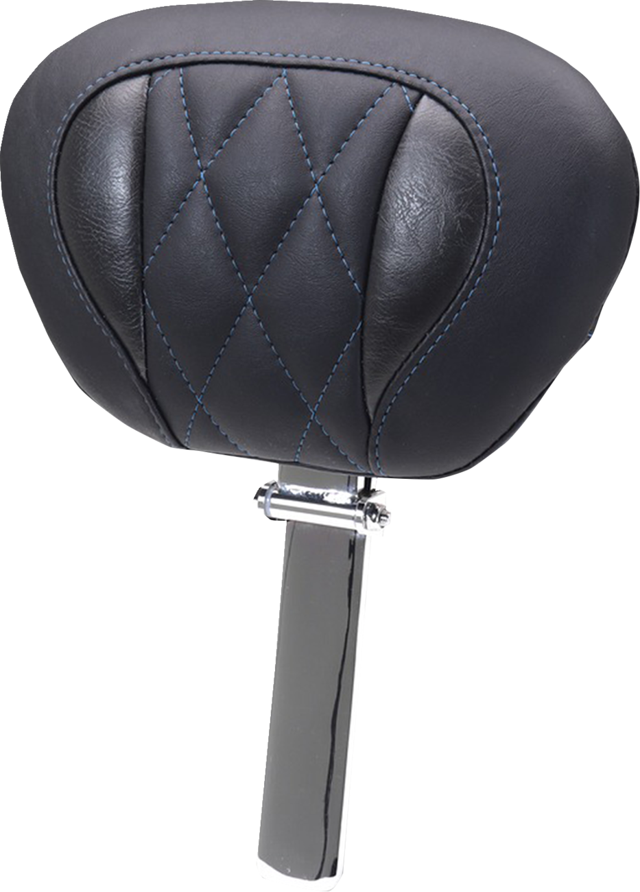 Mustang Deluxe Tour Blue Diamond Driver Backrest for 2023-2026 Harley Touring