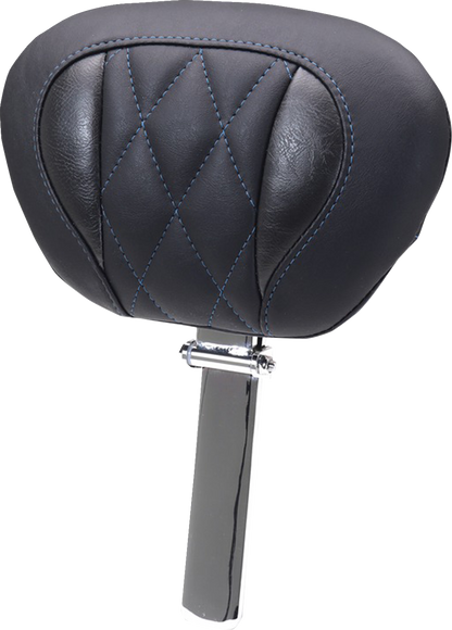 Mustang Deluxe Tour Blue Diamond Driver Backrest for 2023-2026 Harley Touring