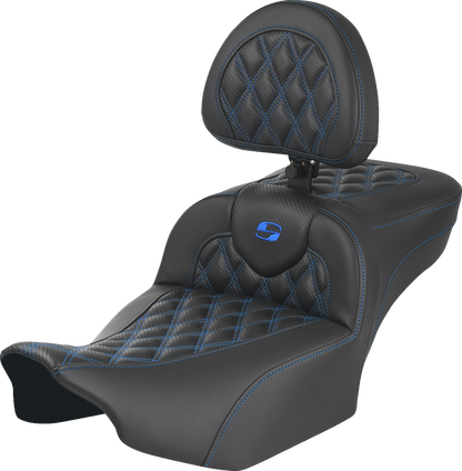 Saddlemen Roadsofa Blue Lattice Extended Seat & Backrest 2023-26 Harley Touring