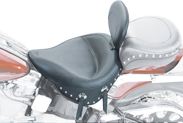 Mustang Wide Solo Seat with Backrest for 1984-1999 Harley Softail Fat Boy