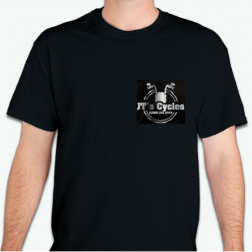 JT's Cycles Motorcycle Biker Shop American Flag Casual Unisex Adult T-Shirt