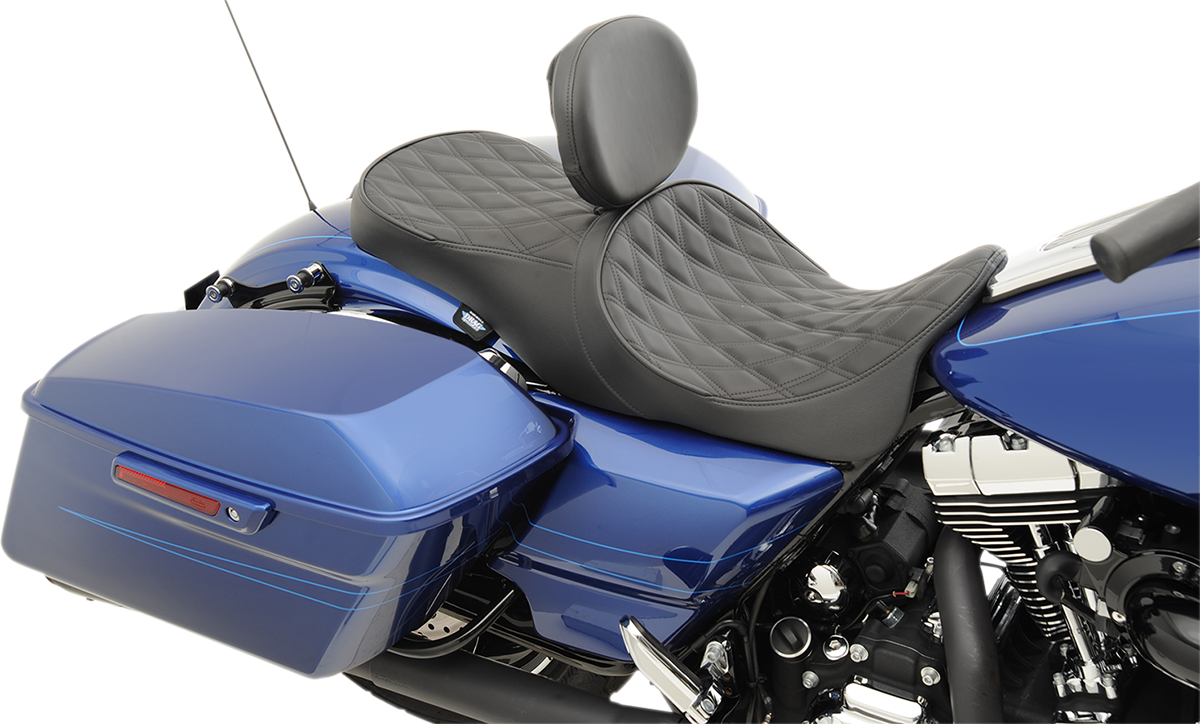 Drag Specialties large Black Ez Glide II Leather Low Profile Seat Backrest