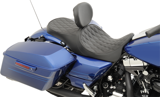 Drag Specialties large Black Ez Glide II Leather Low Profile Seat Backrest