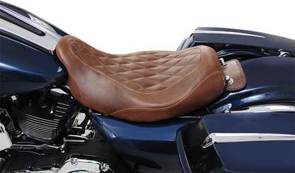Mustang Wide Tripper Brown Diamond Solo Seat fits 2008-2024 Harley Touring 76722