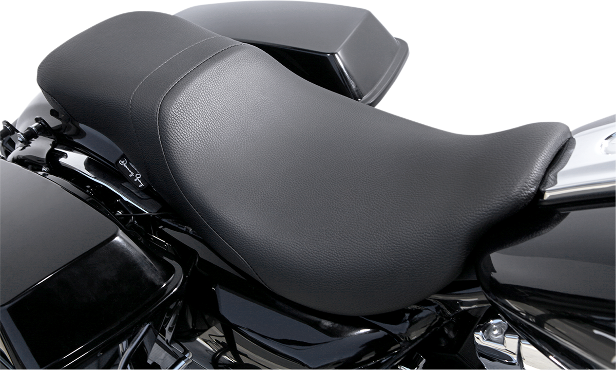 Danny Gray Black Vinyl LowIST Seat fits 2008-2024 Harley Touring FLHR FLHX FLHTC