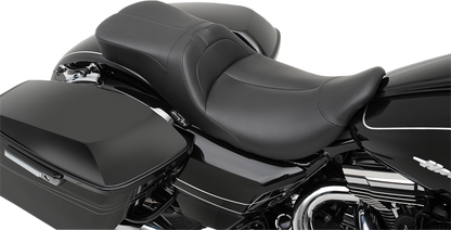 Danny Gray Leather Black LowIST 2up Seat 2008-2024 Harley Touring FLHX FLHR FLTR