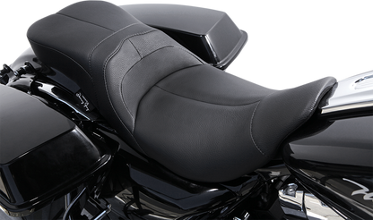 Danny Gray Leather Black LowIST 2up Seat 2008-2024 Harley Touring FLHX FLHR FLTR