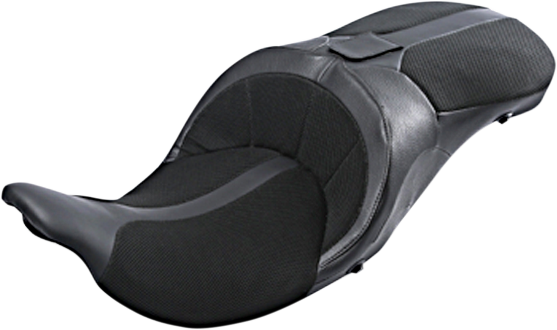 Danny Gray Tourist Air Black Textile 2up Seat 2008-2024 Harley Touring Bagger