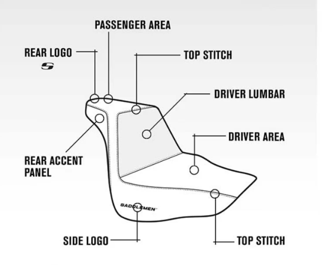 Saddlemen Step-Up Brown Rear Lattice Stitch Seat for 2008-2024 Harley Touring