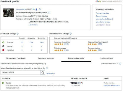 Drag Specialties Predator Extended Reach Seat fits 1997-07 Harley Road King FLHX