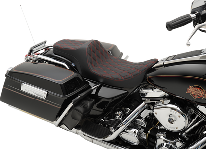 Drag Specialties Predator III Red Diamond Seat fits 1997-2007 Harley Touring