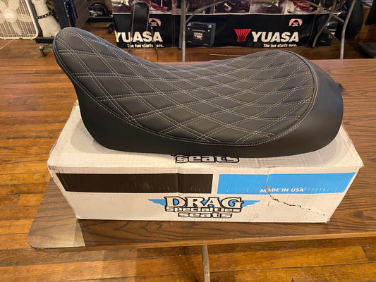 Drag Specialties Silver Black Diamond Solo Seat for 2008-2024 Harley Touring