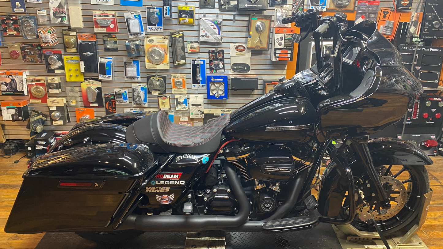 Drag Specialties Red Diamond Stitch Solo Seat fits 2008-2024 Harley Touring FLHX