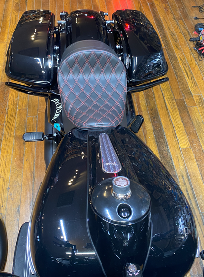 Drag Specialties Red Diamond Stitch Solo Seat fits 2008-2024 Harley Touring FLHX