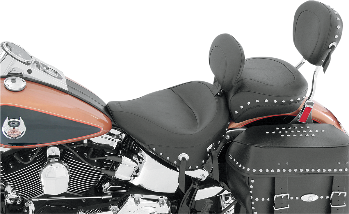 Mustang Wide Solo Seat & Backrest for 2000-2015 Harley Softail Heritage Springer