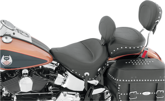 Mustang Wide Solo Seat & Backrest for 2000-2015 Harley Softail Heritage Springer