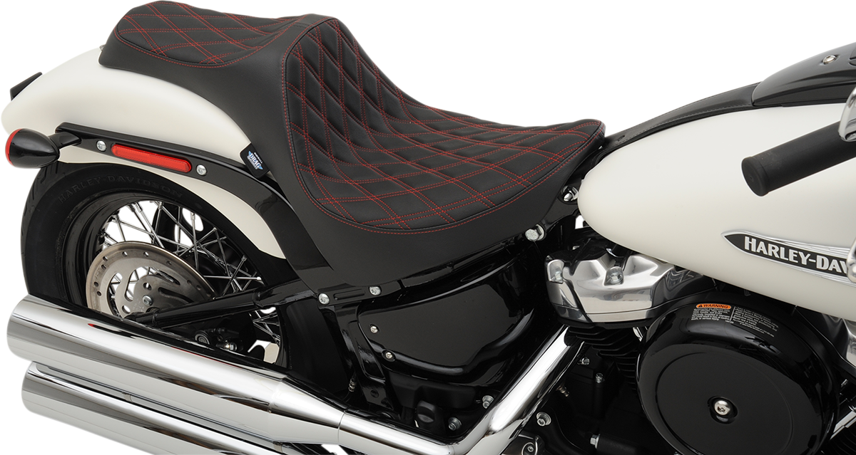 Drag Specialties Black Red Predator Diamond Seat for 2018-2022 Harley FXBB FLHC