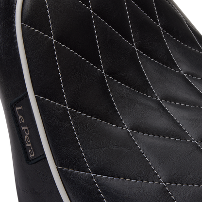 Le Pera Bare Bones White Diamond Solo Seat for 2018-24 Harley Softail FLHC FLDE