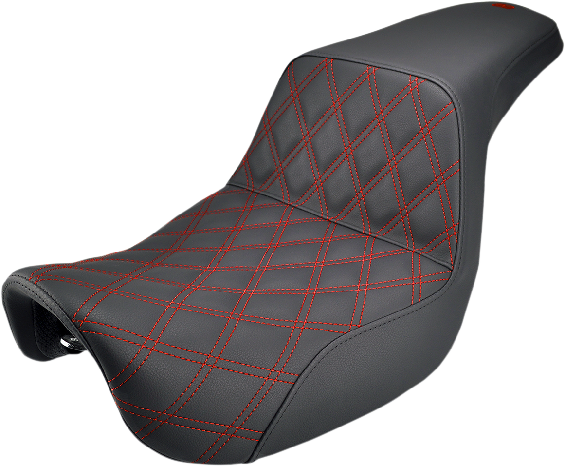 Saddlemen Black Red Lattice Gel Step Up Seat 2006-2017 Harley Dyna Switchback