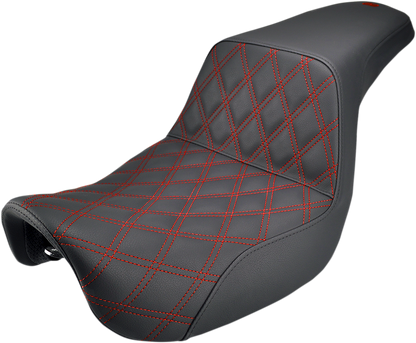 Saddlemen Black Red Lattice Gel Step Up Seat 2006-2017 Harley Dyna Switchback