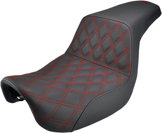 Saddlemen Black Red Lattice Gel Step Up Seat 2006-2017 Harley Dyna Switchback